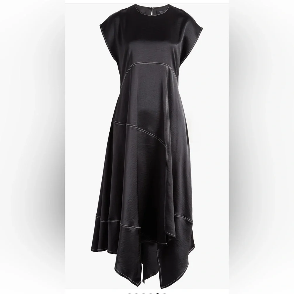 All Saints Agnes Cap Sleeve Handkerchief Hem Dress - Picture 5 of 7